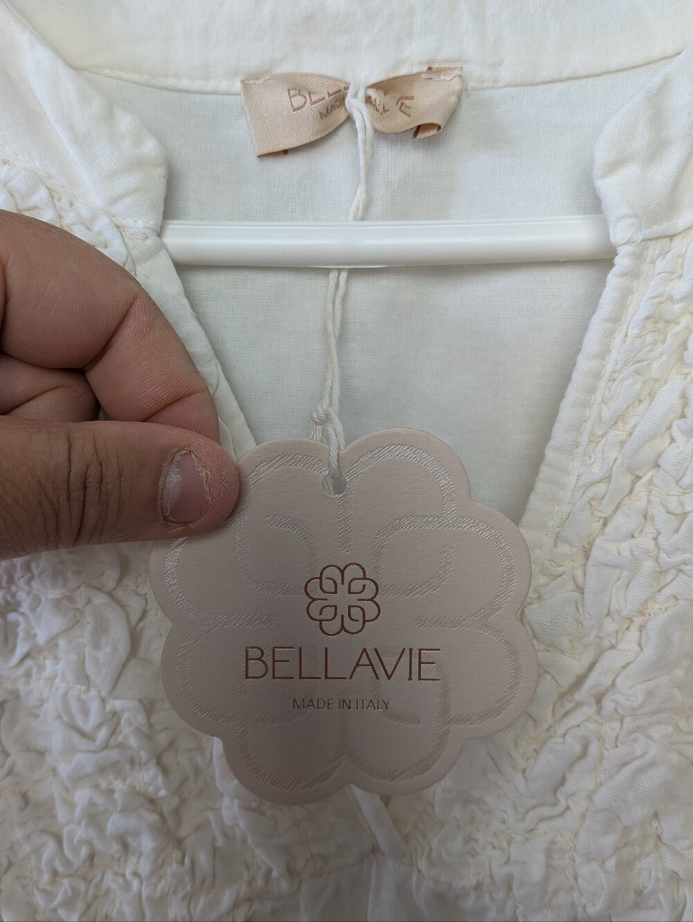 NWT ! BELLAVIE Mini White Dress Made In Italy One Size (Fit L-XL) Puffy Sleeves - Picture 4 of 11